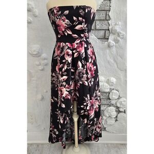 Speechless Strapless High Low Floral Dress Black Pink Formal Prom Size 13